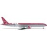 Model redukcyjny Boeing 777-300ER, skala 1:500, Herpa, malowanie świąteczne z gwiazdami.