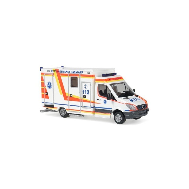 Model pojazdu WIETMARSCHER MB Sprinter Mod. 06 RTW "KTG Hannover" (1/87H0) marki RIETZE AUTOMODELLE RI61582