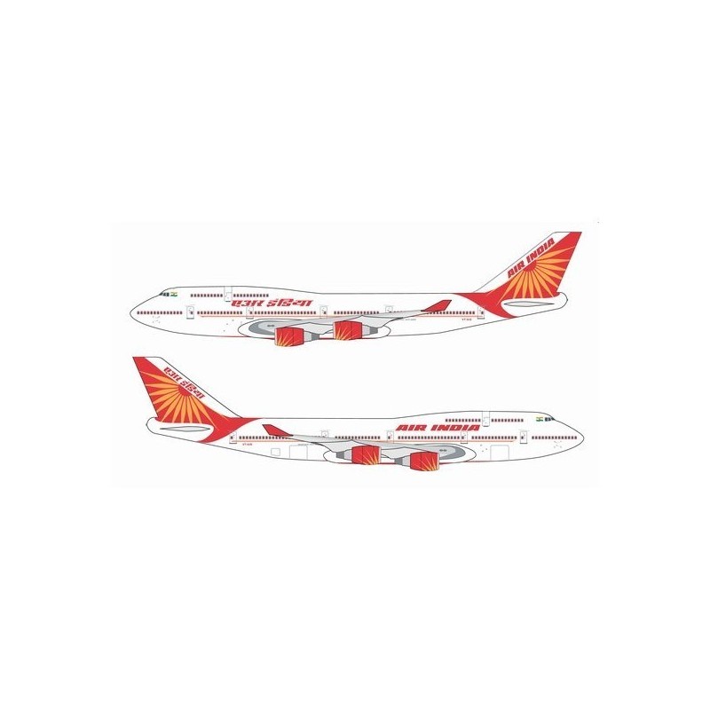 Model redukcyjny Boeing 747-400 Air India, skala 1:400. Malowanie czerwono-białe z logo linii lotniczych.
