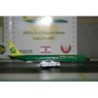 Model redukcyjny Boeing 707-320C, skala 1:400, Trans Mediterranan. Zielono-żółty kadłub, logo linii lotniczych.