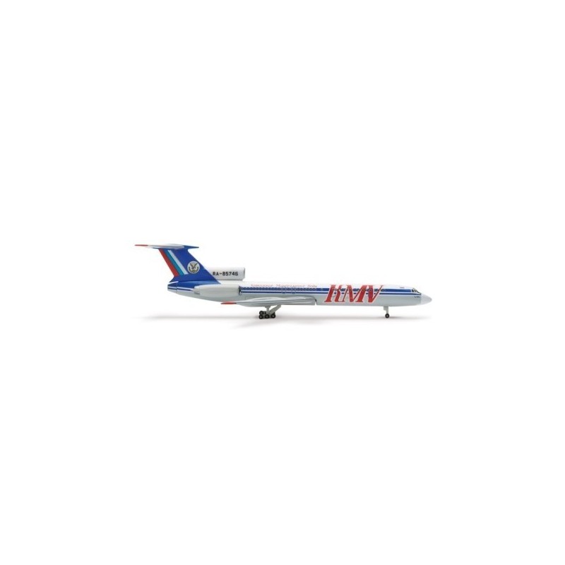 Model redukcyjny Tupolev TU-154M, skala 1:500, HERPA. Malowanie KMV, oznaczenie RA-85746.
