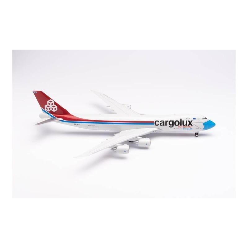 Model samolotu SAMOLOT CARGOLUX BOEING 747-8F “NOT WITHOUT MY MASK” – LX-VCF marki Herpa HE571272