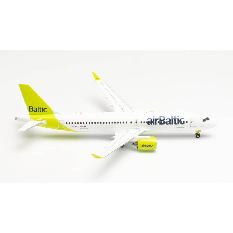 Model samolotu Airbus A220-300, skala 1:200, Herpa. Malowanie airBaltic, YL-AAU.
