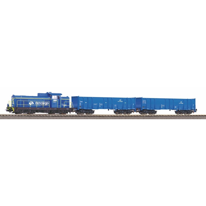 Wagon modelarski Start-Set mit Bettung Güterzug Diesellok SM 42 mit 2 offenen Güterwagen PKP Cargo IV marki PIKO P97937