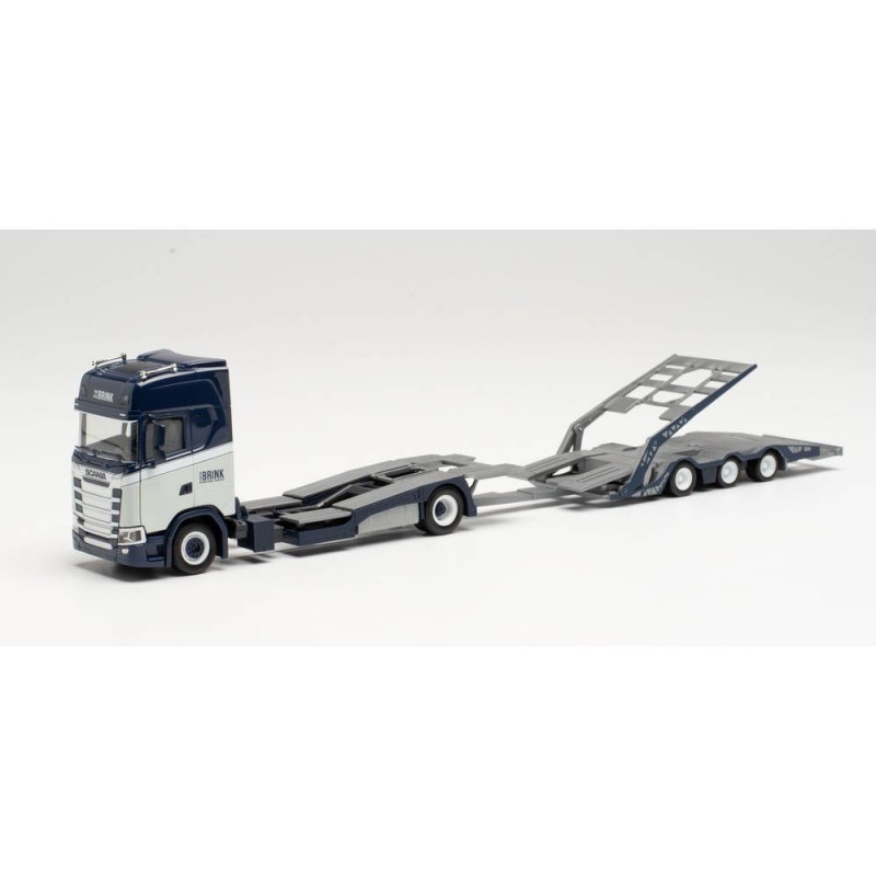 Model pojazdu SCANIA CS 20 HD LKW-TRANSPORTER-HÄNGERZUG „VAN DEN BRINK“ marki Herpa HE313742