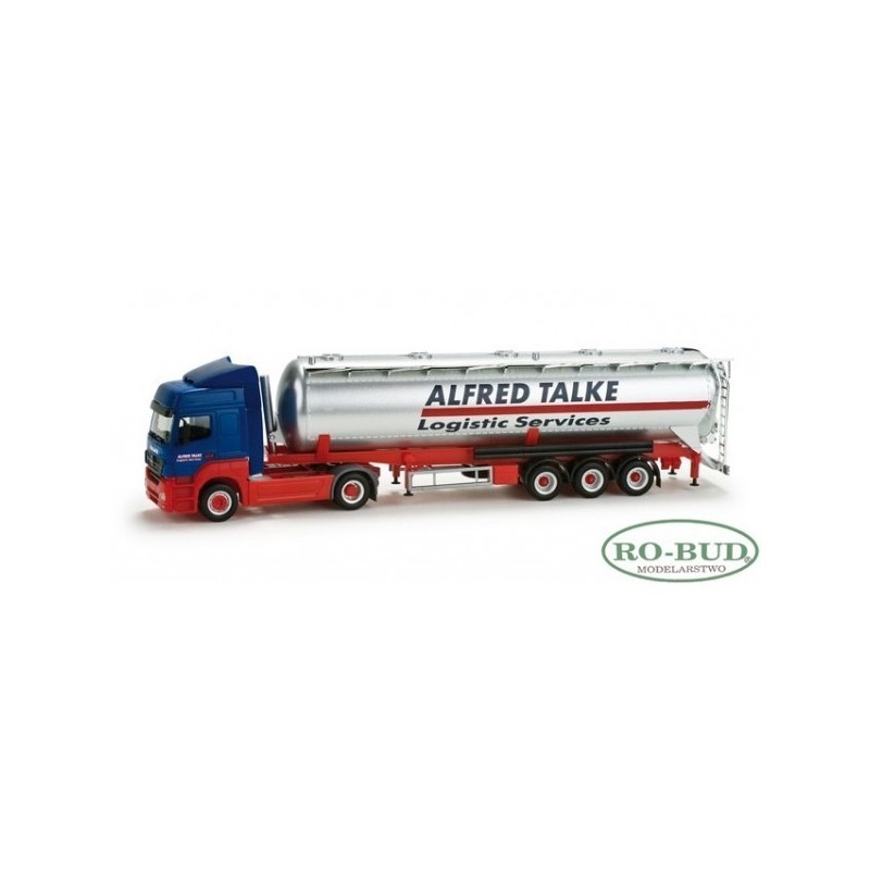 Model pojazdu Mercedes-Benz Axor 2010 silo semitrailer "Talke" marki Herpa HE158374