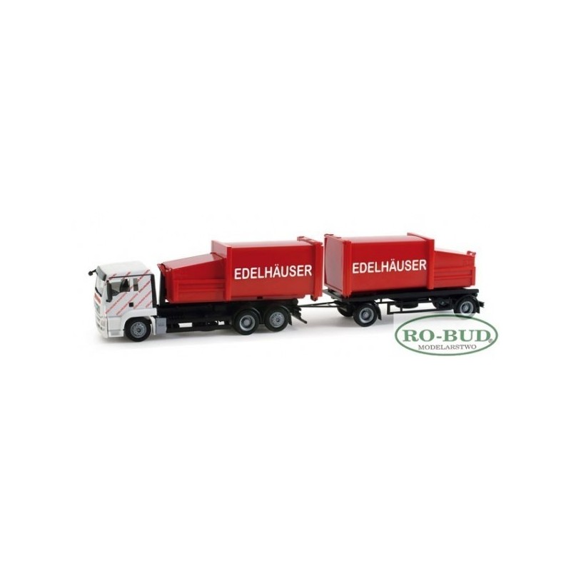 Model pojazdu MAN TGS L garbage container trailer "EdelhĂ¤user" marki Herpa HE158152