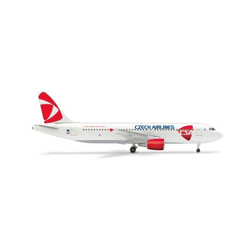 Model redukcyjny Airbus A320 CSA Czech Airlines, skala 1:500, HERPA. Nowe malowanie, detale linii lotniczej.