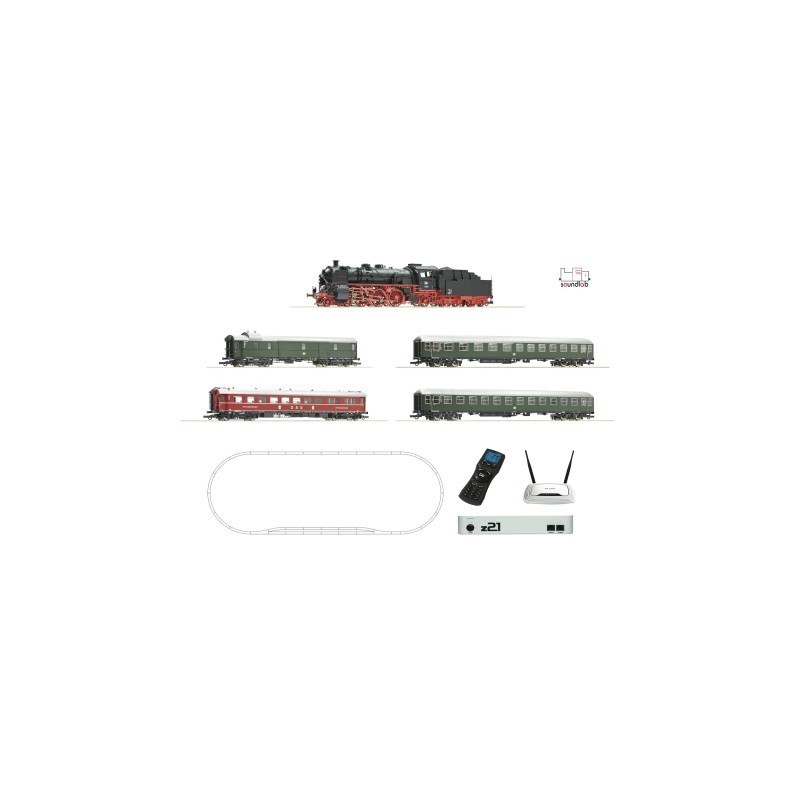 Model kolekcjonerski Zestaw startowy BR 18.6 osobowy pospieszny (cyfrowy z21start) marki Roco R51313