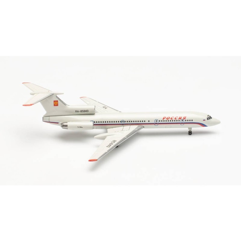 Model samolotu Tupolev TU-154M, skala 1:500, Herpa. Malowanie specjalne Rosji, oznaczenie RA-85843.