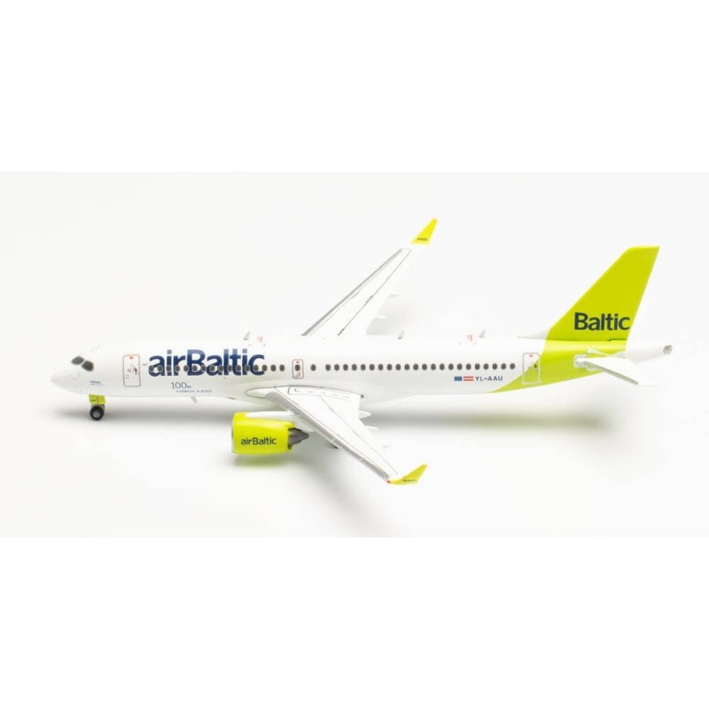 Model samolotu airBaltic Airbus A220-300"100th A220" marki Herpa HE562751