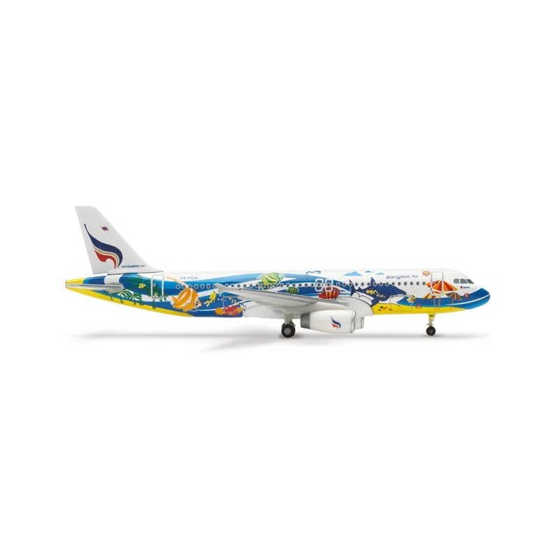 Model samolotu Airbus A320 Bangkok Airways "Samui", skala 1:200, z kolorowym malowaniem i szczegółami.