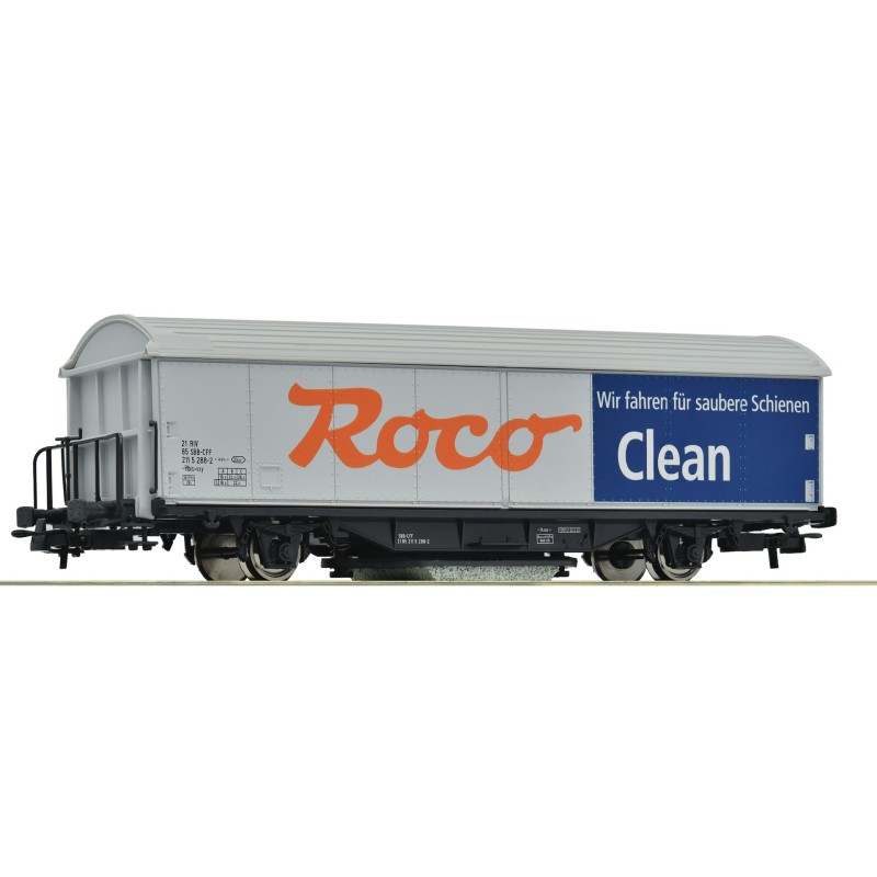 Wagon czyszczący do torów SBB Clean ROCO 46400 H0 1:87, biało-zielone malowanie, logo CLEAN, oznaczenia SBB Cargo