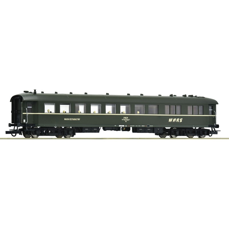 Wagon restauracyjny WARS PKP Roco 6200125 H0 1:87, zielono-kremowe malowanie, oznaczenia WARS i PKP, epoka IV