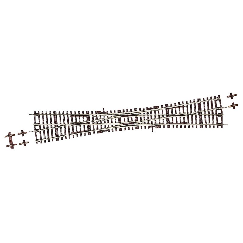 Rozjazd angielski DKW10 ROCO 42496 H0 1:87, szare podkłady, niklowane szyny, system torów RocoLine 10°