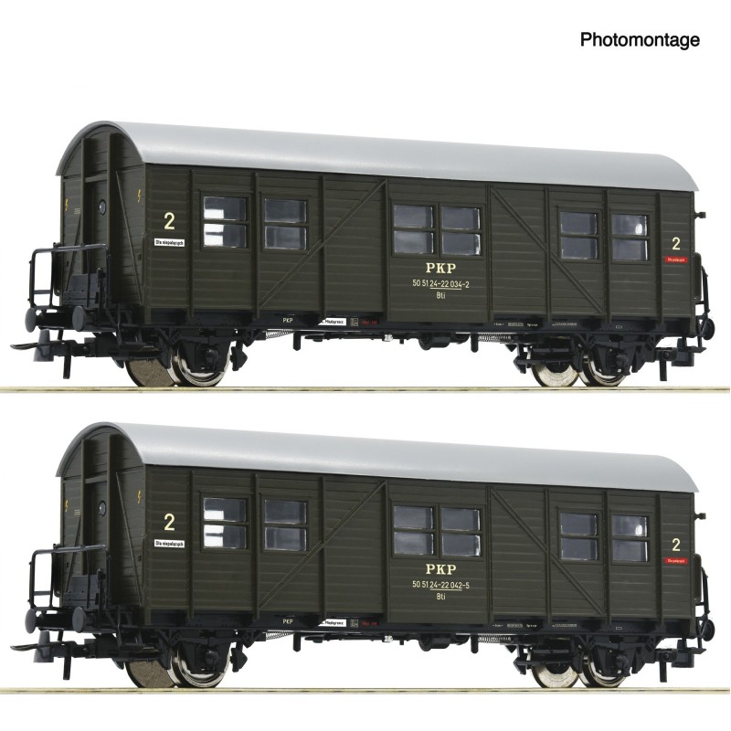 Zestaw 2 wagonów pomocniczych pasażerskich typu Bti (ROCO 6200195) H0