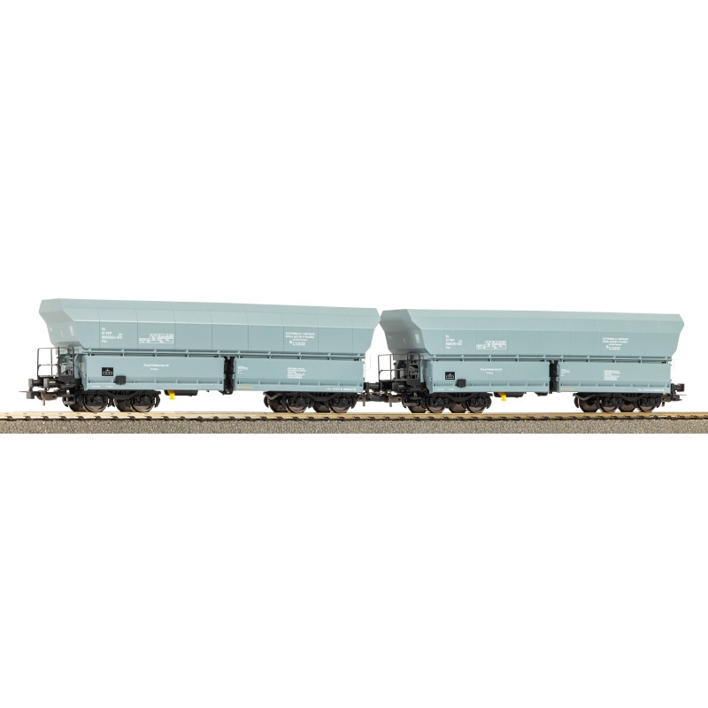 PIKO 28340 H0, zestaw 2 wagonów samowyładowczych Fals PKP, jasnoszare malowanie, Epoka V.