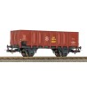 PIKO 27752 H0, otwarty wagon towarowy PKP, czerwono-brązowe malowanie, czarne podwozie, oznaczenia PKP