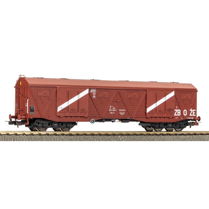 PIKO 58477 H0, wagon towarowy, NAPIS ZBOŻE PKP 401Ka, brązowe malowanie, białe pasy ostrzegawcze, Epoka IV.