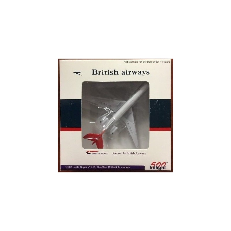 Model samolotu British Airways Super VC-10 G-ASGF, skala 1:500, InFlight. Malowanie British Airways, czerwony ogon.