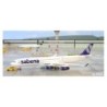 Model redukcyjny Airbus A340-300, skala 1:500, StarJets. Malowanie linii Sabena, biały kadłub z niebieskimi akcentami.