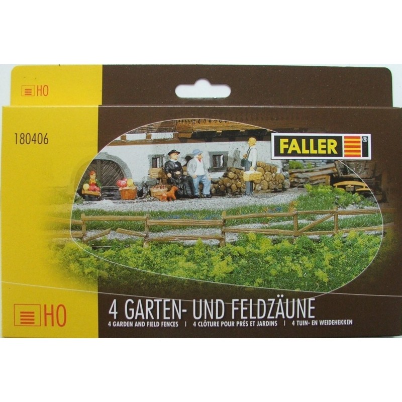 Drewniane ogrodzenie, skala HO, Faller, malowane, detale.