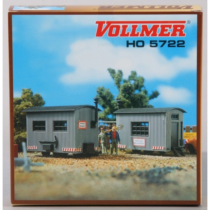 Model redukcyjny wagonów pracowniczych, skala 1:87, Vollmer. Szare, szczegółowe malowanie i detale.