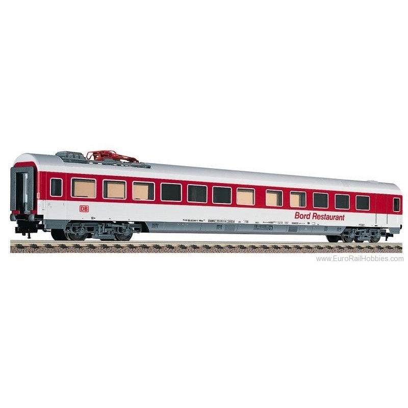Model redukcyjny wagonu osobowego FLA5106, skala 1:87, czerwono-biały z napisem "Bord Restaurant".