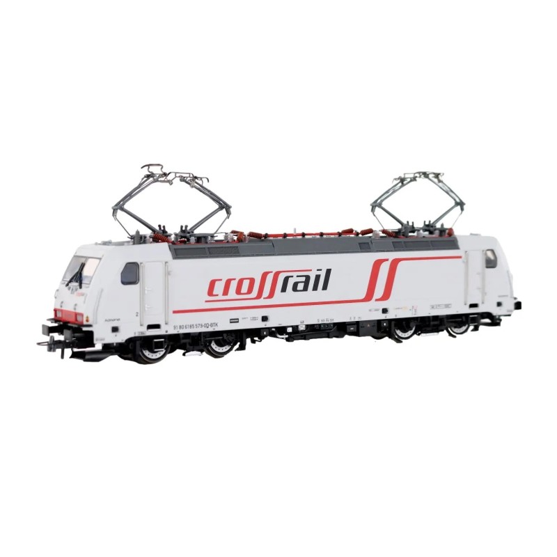 Lokomotywa elektryczna ROCO 62503, skala 1:87, biały z czerwonymi akcentami, logo Crossrail.