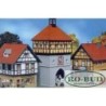 Model redukcyjny "Miasteczko", skala 1:87. Detaliczne odwzorowanie architektury, czerwone dachy, sygnatura RO-BUD Modelarstwo.