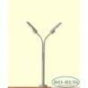 Lampa podwójna z wygiętym masztem, skala 1/160N, RO-BUD. Szara, z detalami.