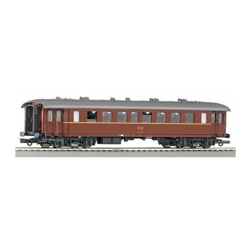 Wagon osobowy ROCO 45844, skala 1:87, czerwono-szary w paski.