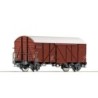 Wagon towarowy ROCO 66222, skala 1:87, czerwony, z białym dachem.