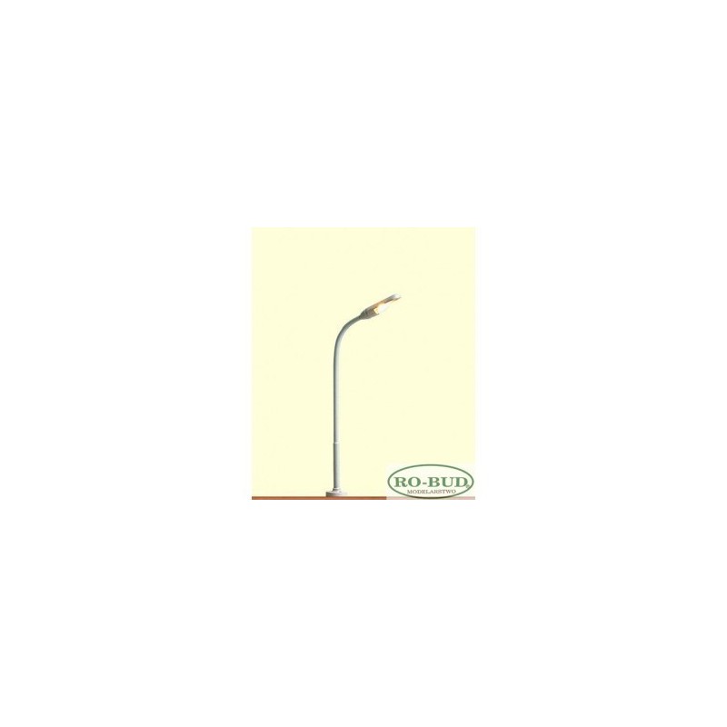 Lampa z wygiętym masztem, 1/120TT, Ro-Bud, srebrna, z żarówką.