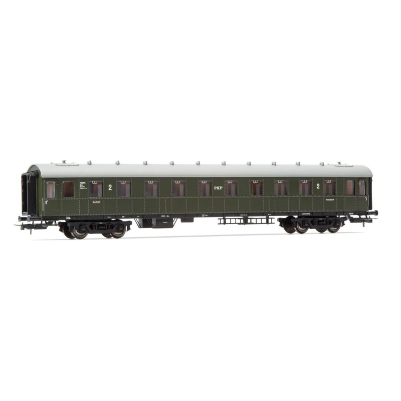 Wagon pasażerski 2 kl. PKP 19055, skala 1:87, Rivarossi. Zielony, z oznaczeniem PKP i numerem 2.