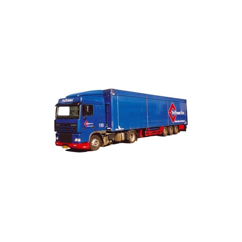 Model DAF XF 95, skala 1:87, AWM. Niebieska ciężarówka z logo VeTrans.