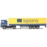 Model redukcyjny Scania "3" Topl. - PrSZ, skala 1:87, AWM. Żółto-niebieska naczepa z logo "lapiana".