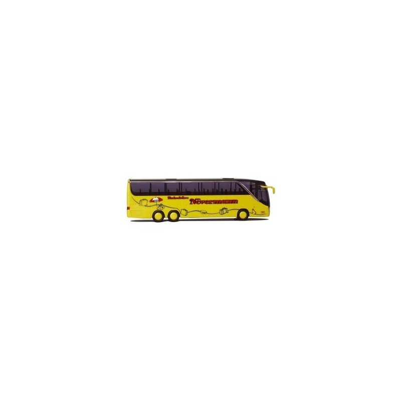 Model SETRA S 416 HDH, skala 1:87, AWM73356. Żółty autobus z czerwonym logo.