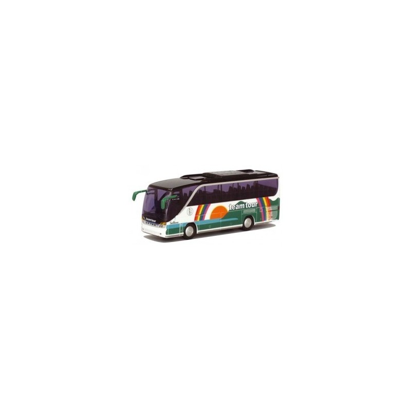 Model redukcyjny autobusu SETRA S 411 HD, skala 1:87, AWM. Zielono-biały, z logo "team tour".