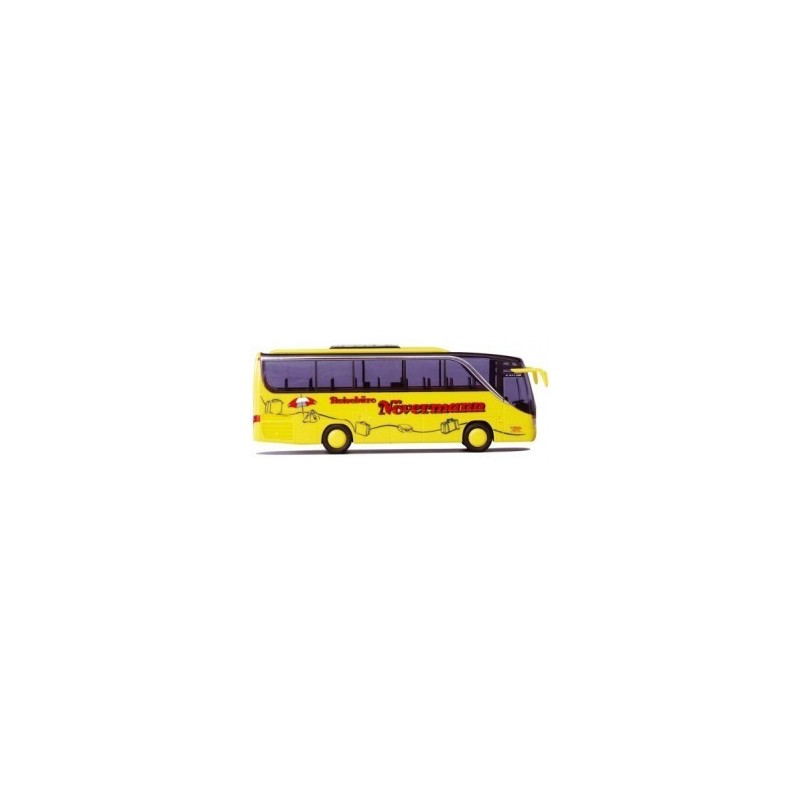 Model redukcyjny autobusu SETRA S 411 HD, skala 1:87, AWM. Żółty z czerwonym logo Nevermann.