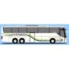 Model redukcyjny autobusu SETRA S 416 GT-HD, skala 1:87, AWM. Biały z zielono-żółtymi pasami, logo Overbeek.