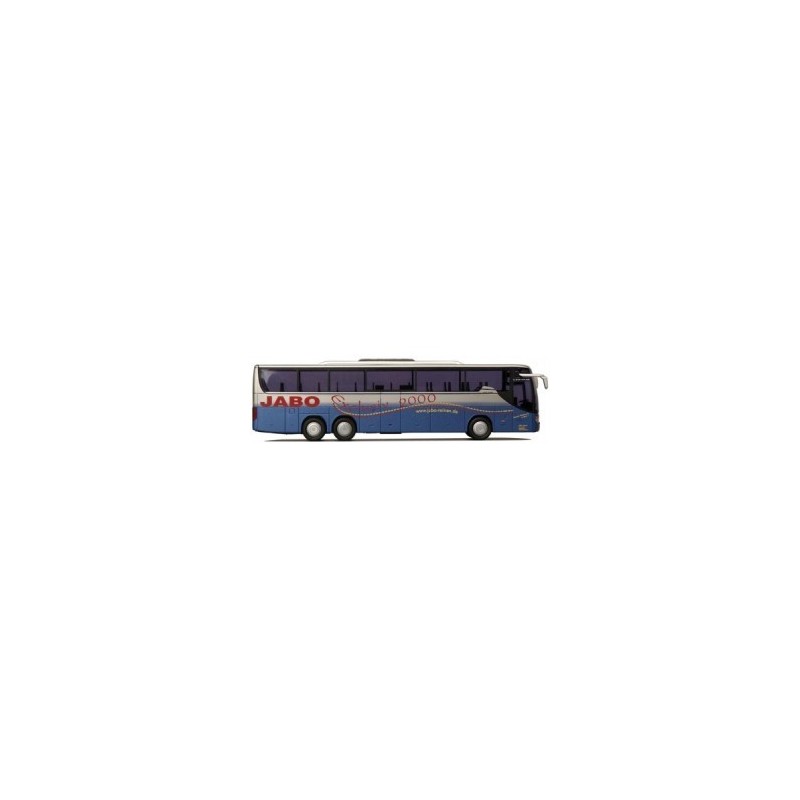 Model redukcyjny autobusu SETRA S 416 GT-HD, skala 1:87, AWM73327, biało-niebieski z czerwonym napisem.