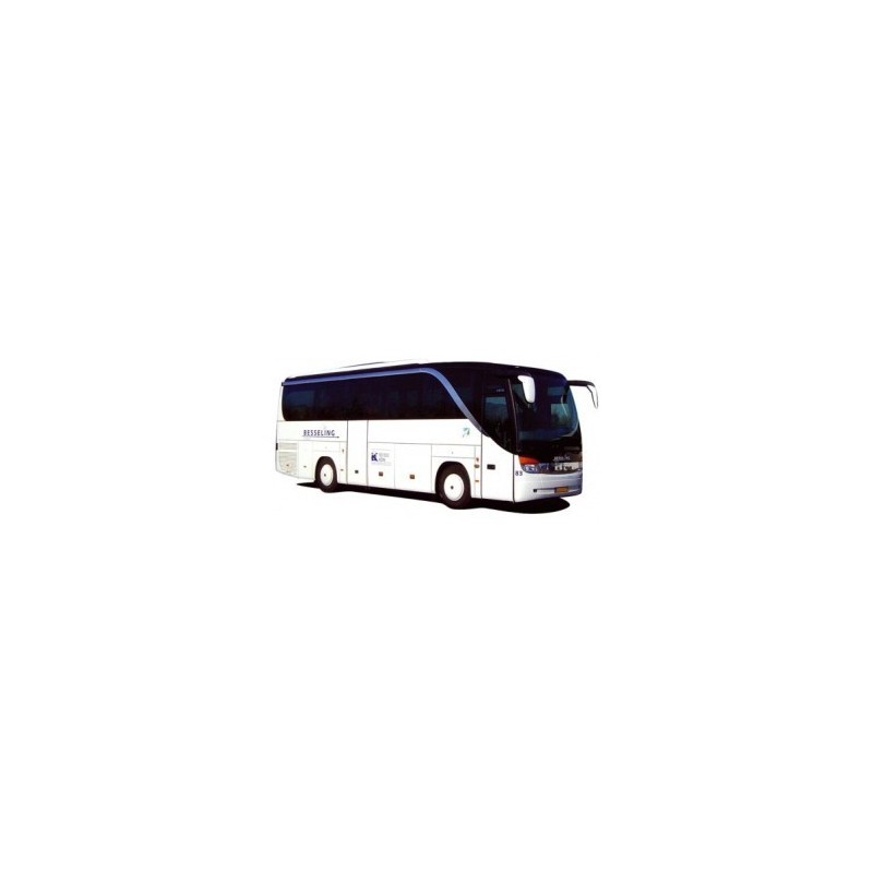 Model redukcyjny autobusu SETRA S 411 HD, skala 1:87, AWM. Biały korpus, czarne górne partie, logo "Reisebüro Besseling".