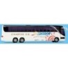 Model redukcyjny autobusu SETRA S 417 HDH, skala 1:87, AWM. Biały, z czarnymi oknami i logo "Charter Co." oraz "alego".