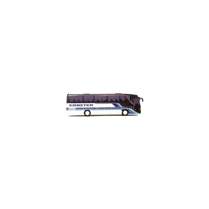 Model redukcyjny autobusu Setra S 415 HD, skala 1:87, AWM. Biały z niebieskimi pasami.