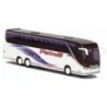 Model redukcyjny autobusu SETRA S 416 HDH, skala 1:87, AWM. Biały z czerwono-niebieswymi pasami i napisem "Petrolli".