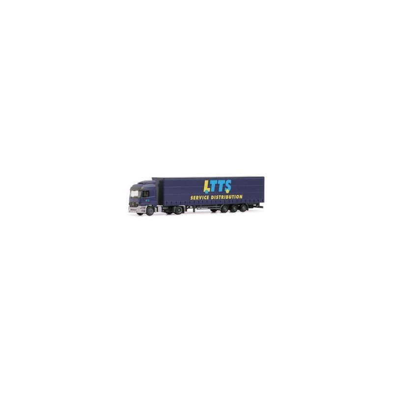 Model redukcyjny Mercedes-Benz Actros L, skala 1:87, HERPA, z naczepą LTTS Service Distribution.