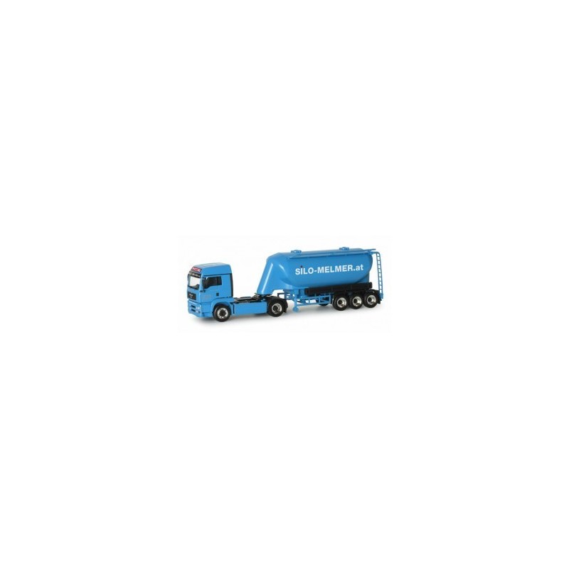 Model redukcyjny MAN TGA LX "Melmer" w skali 1:87, HERPA, niebieski.
