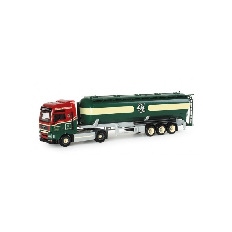 Model redukcyjny MAN TGA, skala 1:87, Herpa. Czerwono-zielony, cysterna z logo "Dt".