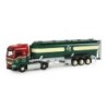 Model redukcyjny MAN TGA, skala 1:87, Herpa. Czerwono-zielony, cysterna z logo "Dt".